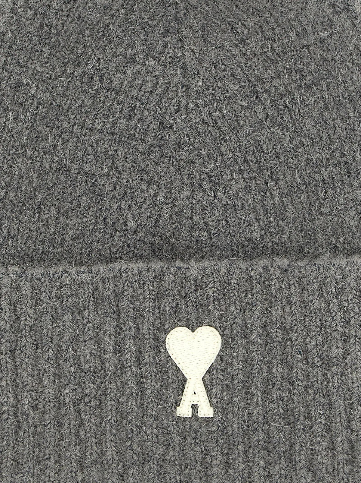 Ami Paris Gray Alpaca Leather Beanie