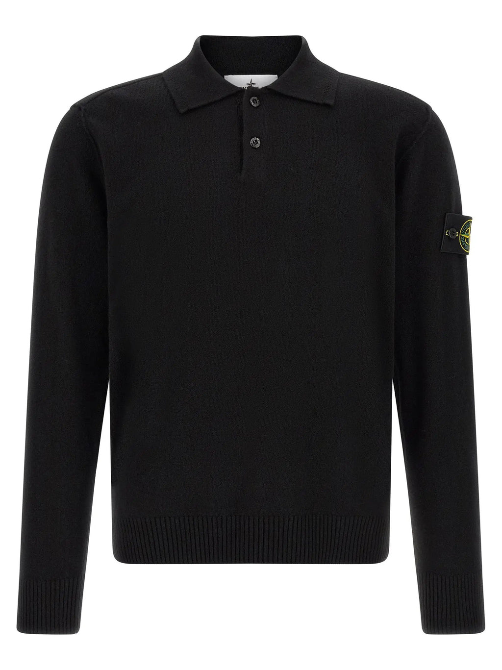 Stone Island Black Virgin Wool Polo Shirt