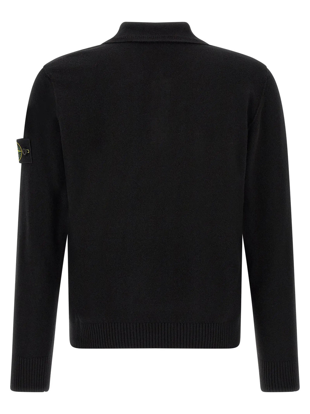 Stone Island Black Virgin Wool Polo Shirt