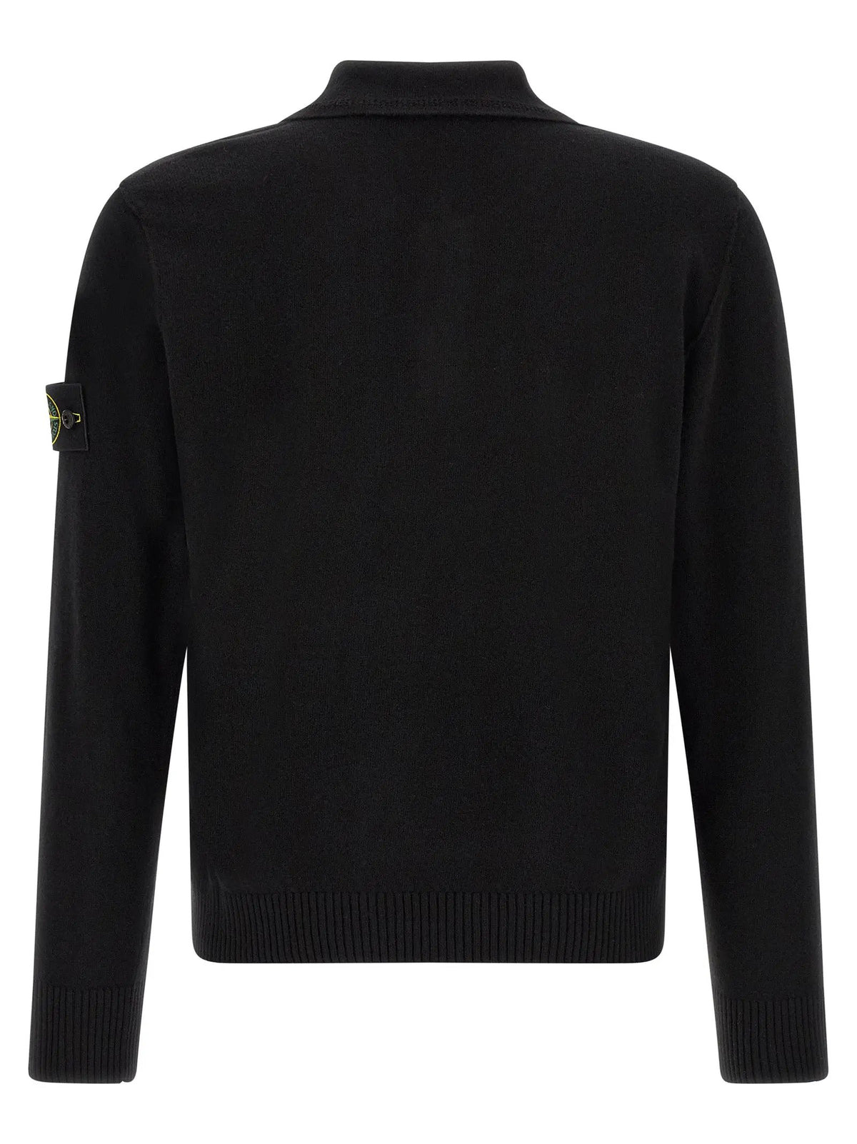 Stone Island Black Virgin Wool Polo Shirt