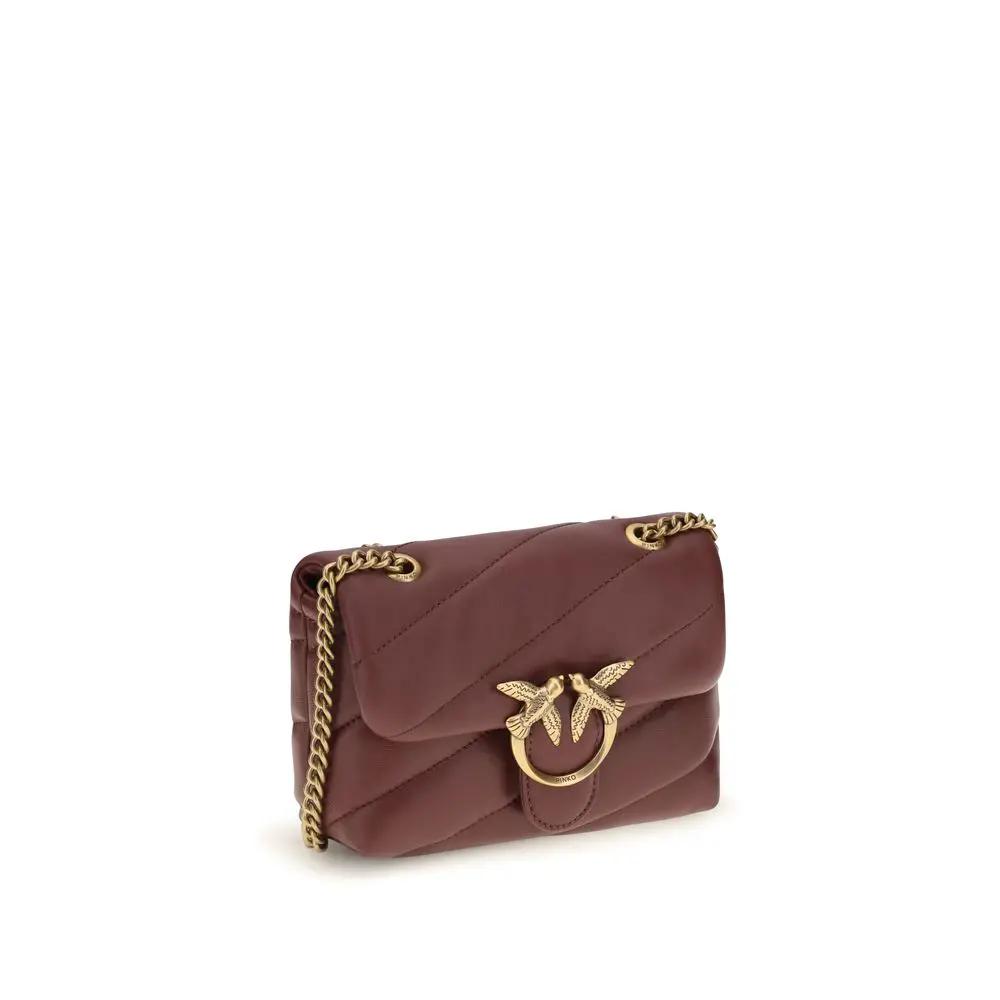 PINKO PINKO Bordeaux Calf Leather Bos Taurus Shoulder Bag