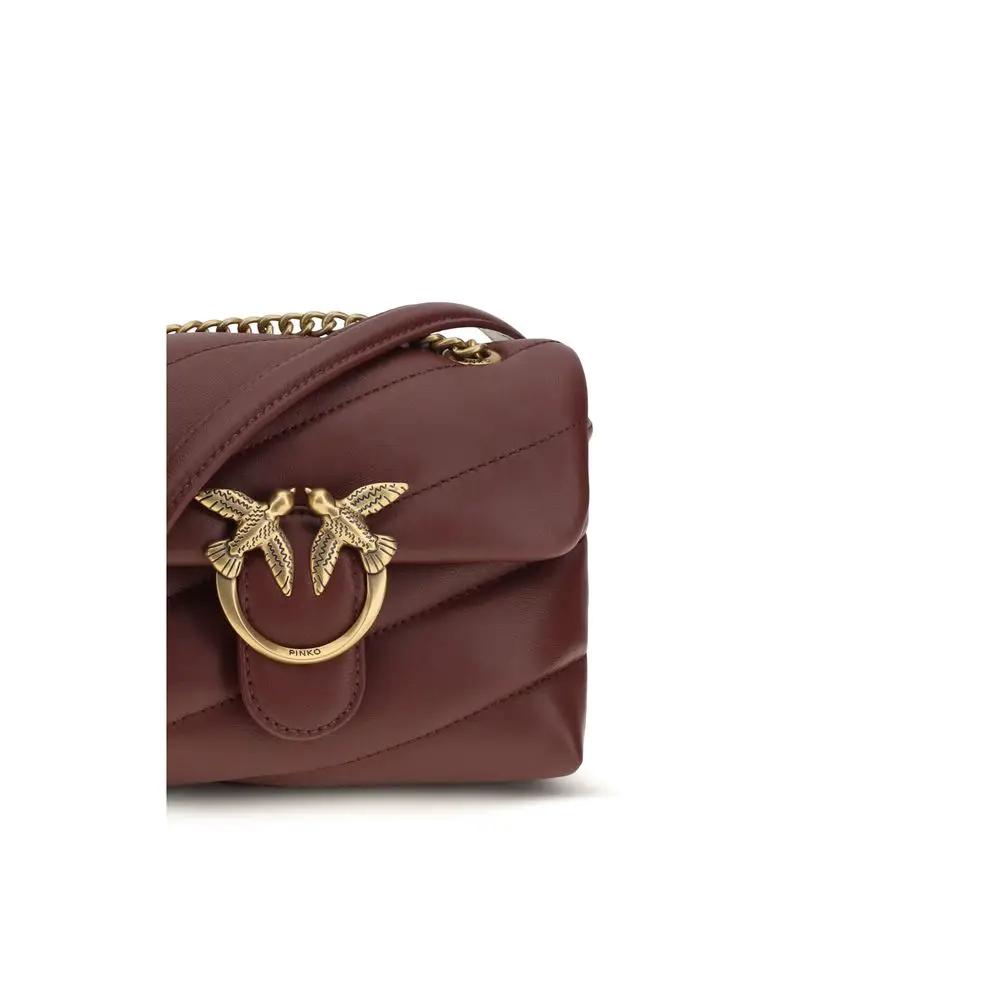 PINKO PINKO Bordeaux Calf Leather Bos Taurus Shoulder Bag