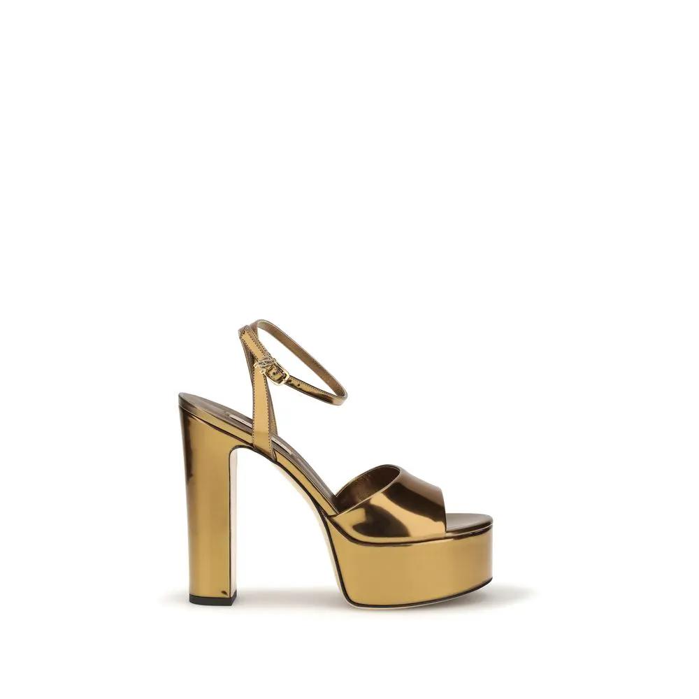 Casadei Casadei Gold Polyester Platform Sandals