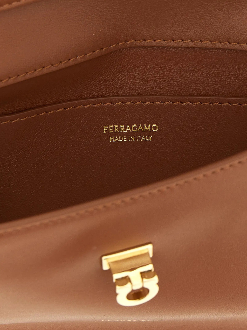 Ferragamo Brown Calfskin Clutch Bag