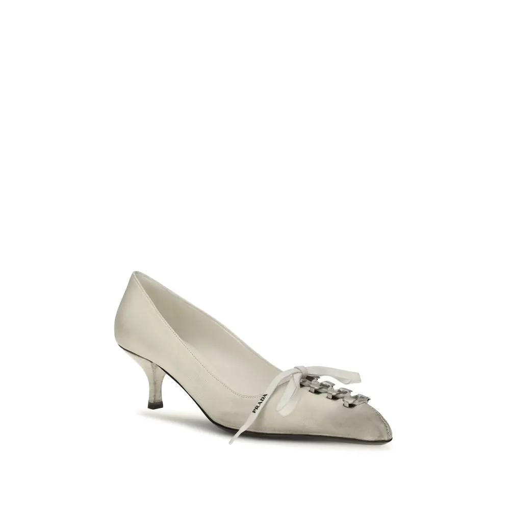 Prada Prada White Calf Leather Bos Taurus Lace-Up