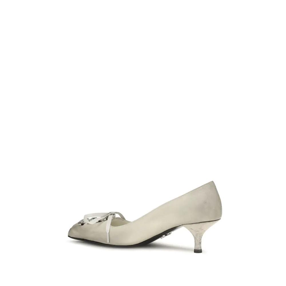 Prada Prada White Calf Leather Bos Taurus Lace-Up
