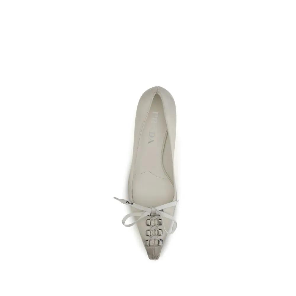 Prada Prada White Calf Leather Bos Taurus Lace-Up