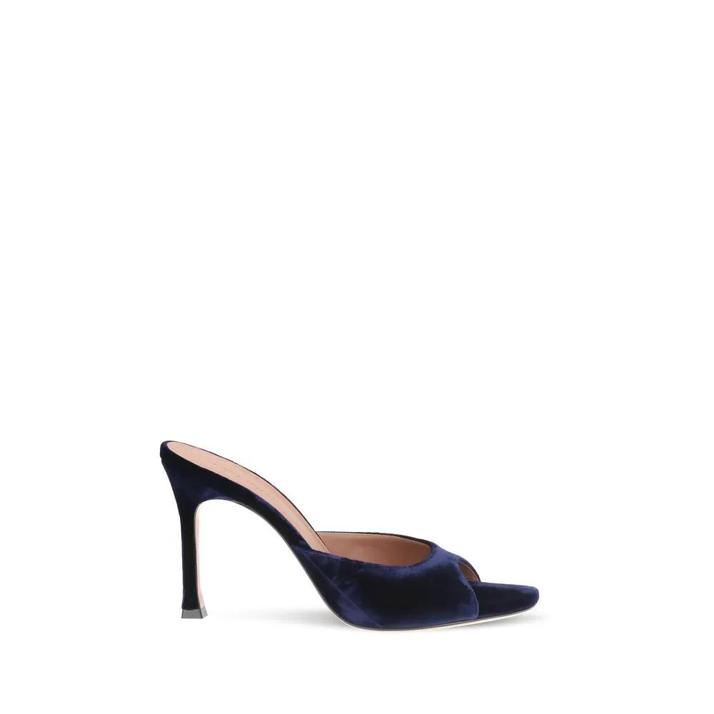 Amina Muaddi Amina Muaddi Blue Velvet Stiletto Heel Sandals