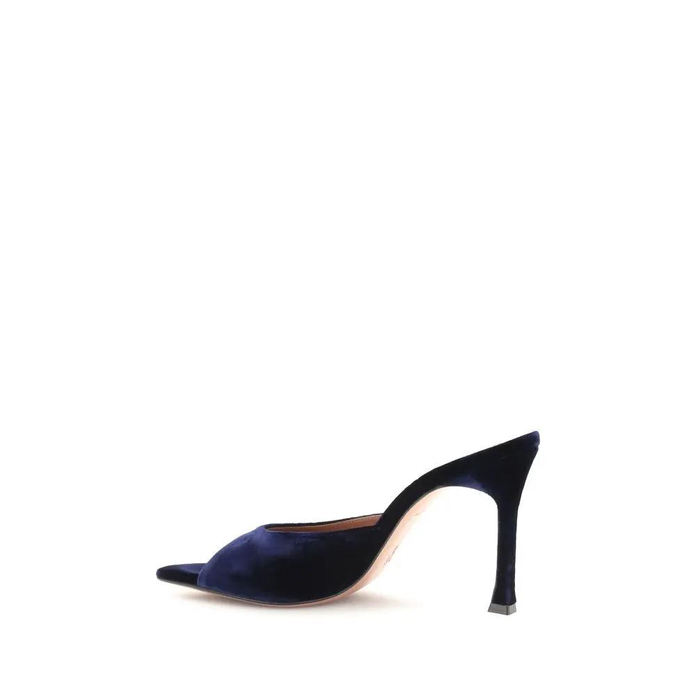 Amina Muaddi Amina Muaddi Blue Velvet Stiletto Heel Sandals