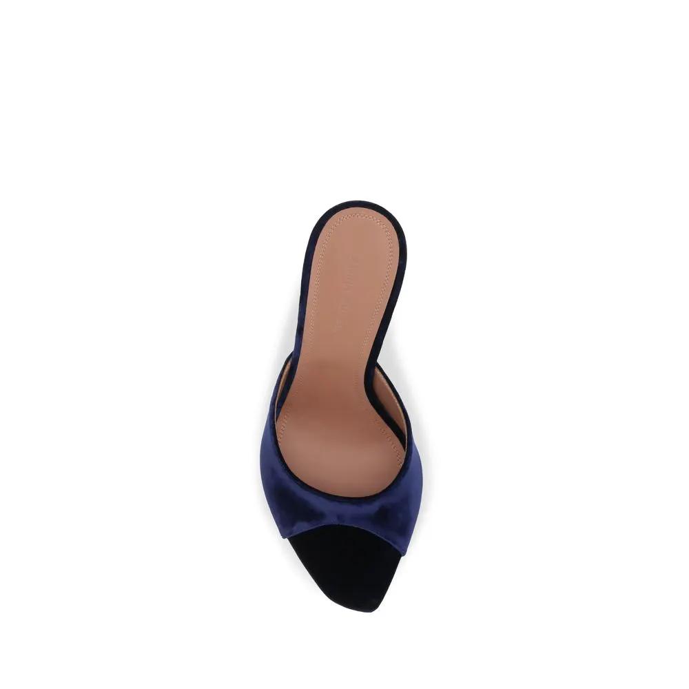 Amina Muaddi Amina Muaddi Blue Velvet Stiletto Heel Sandals
