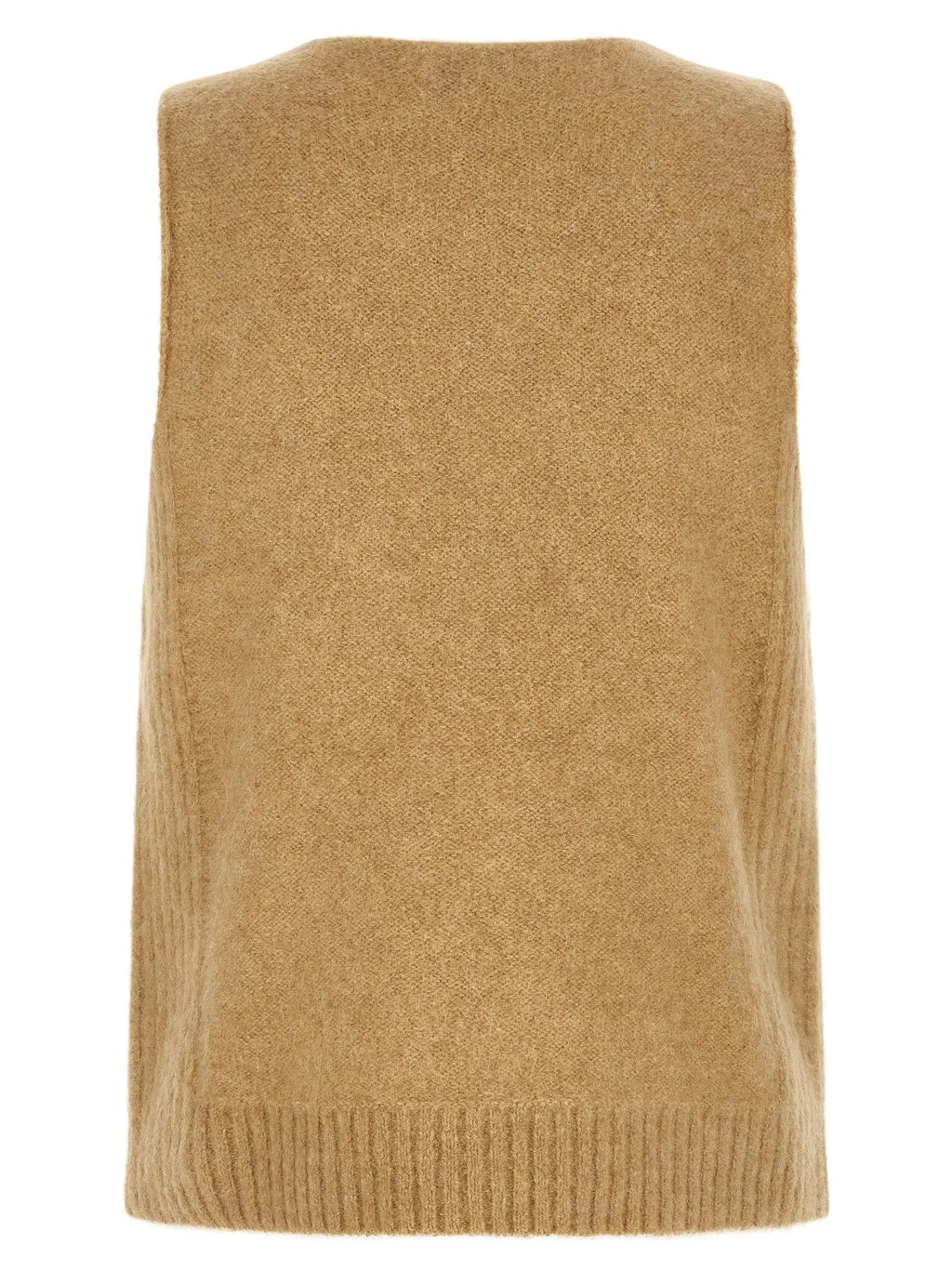 Dries Van Noten Beige Wool Sleeveles Sweater