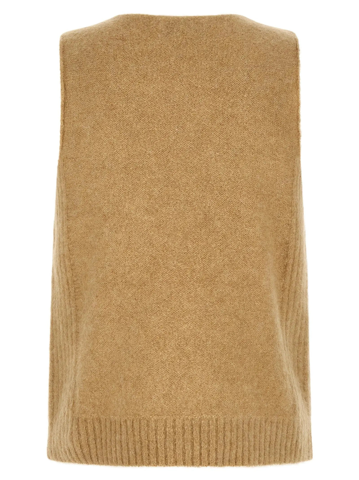 Dries Van Noten Beige Wool Sleeveles Sweater