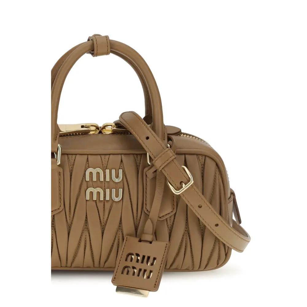 Women's Beige Arcadie Matelassé Leather Handbag – Miu Miu