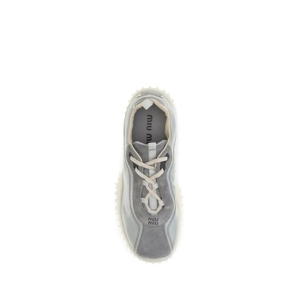 Miu Miu Miu Miu Gray Recycled Polyamide Chunky Sneakers