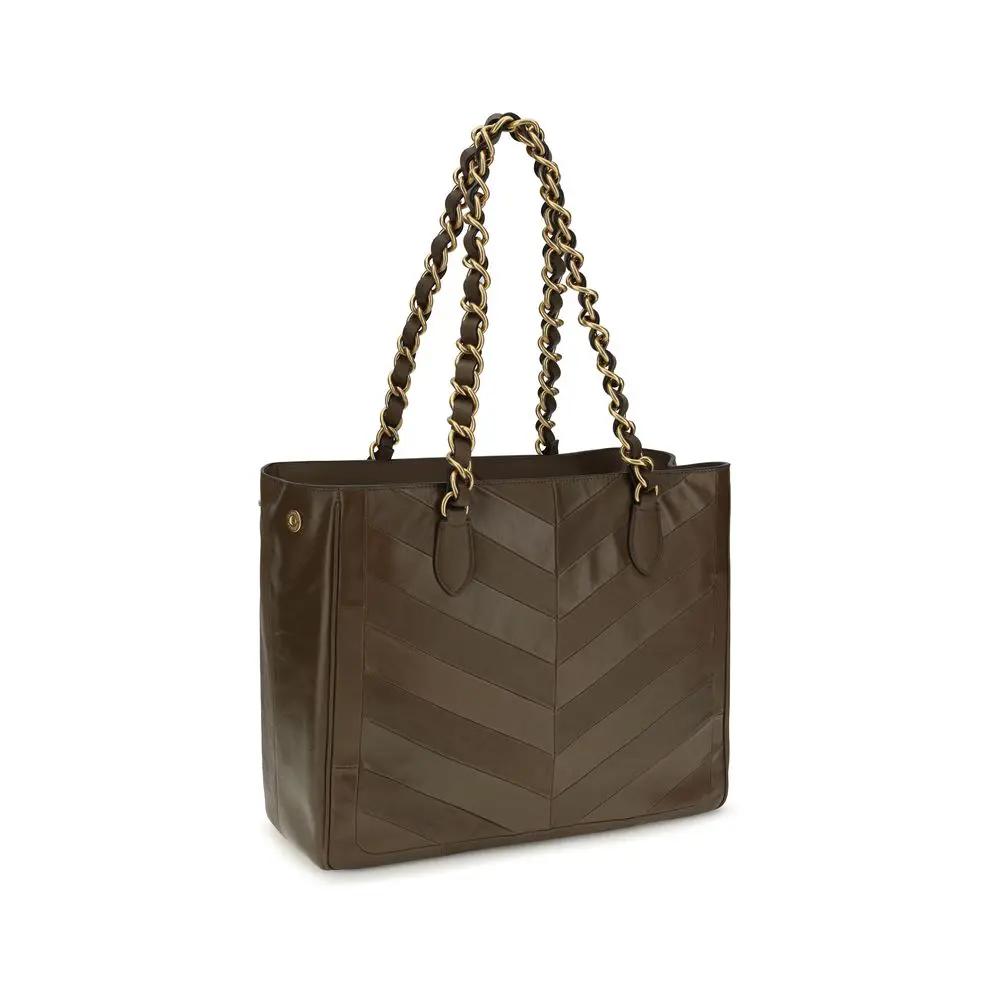 Valentino Garavani Brown Calf Leather Bos Taurus Shoulder Bag