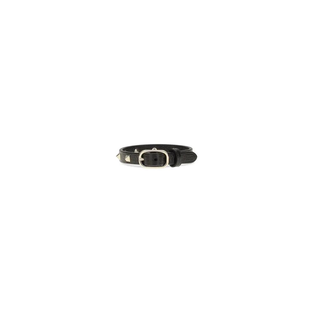 Valentino Garavani Valentino Garavani Black Calf Leather Bos Taurus Bracelet