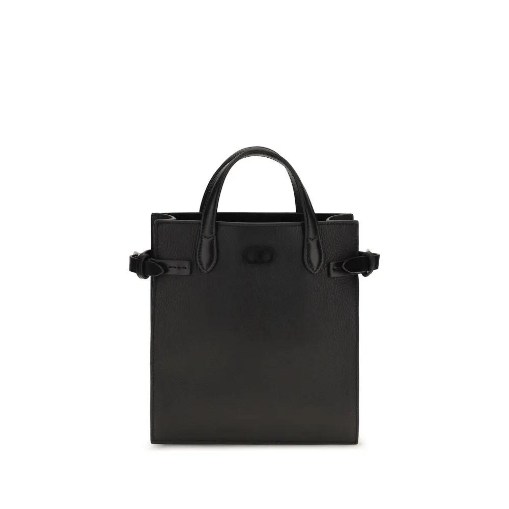 Valentino Garavani Black Calf Leather Bos Taurus Shoulder Bag