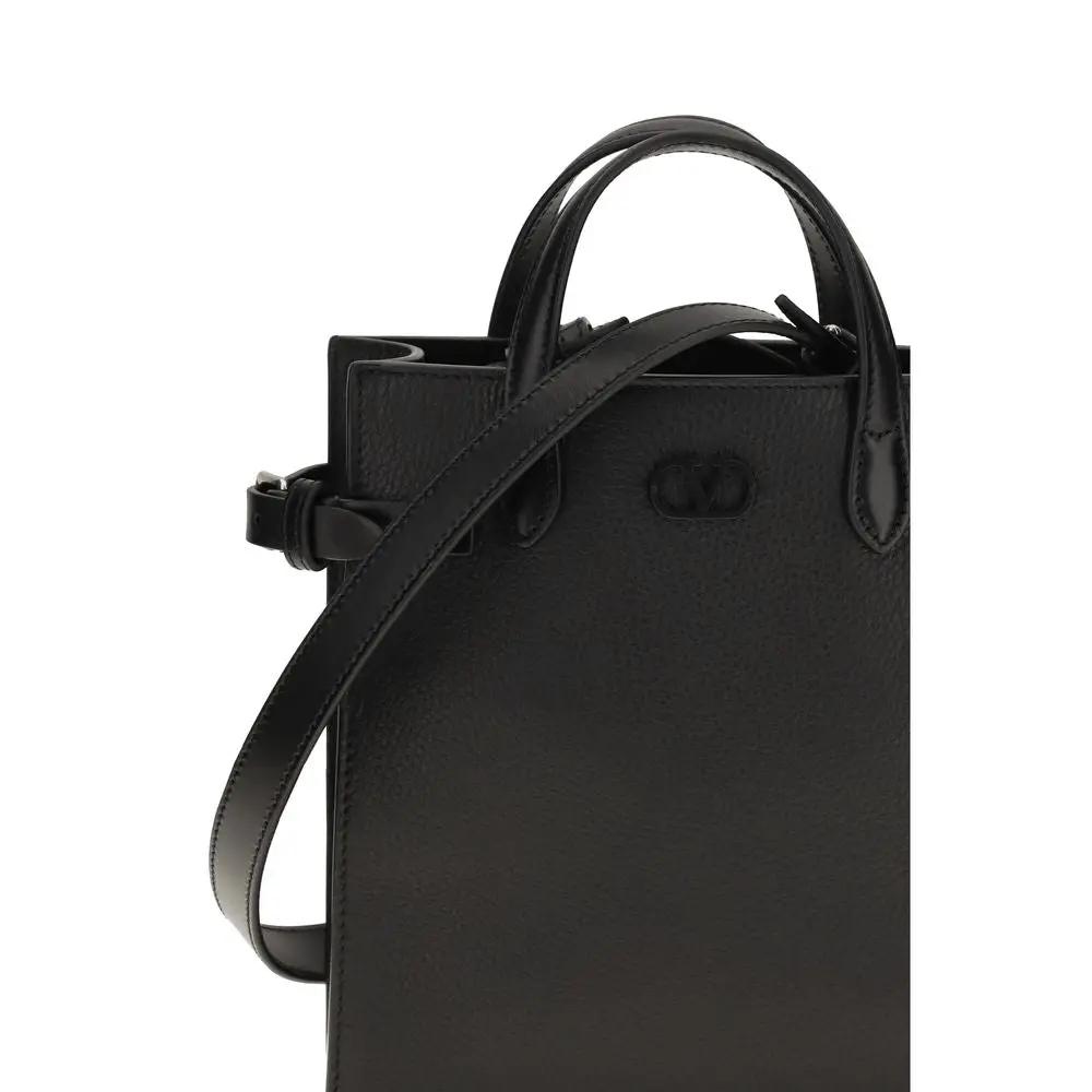 Valentino Garavani Black Calf Leather Bos Taurus Shoulder Bag