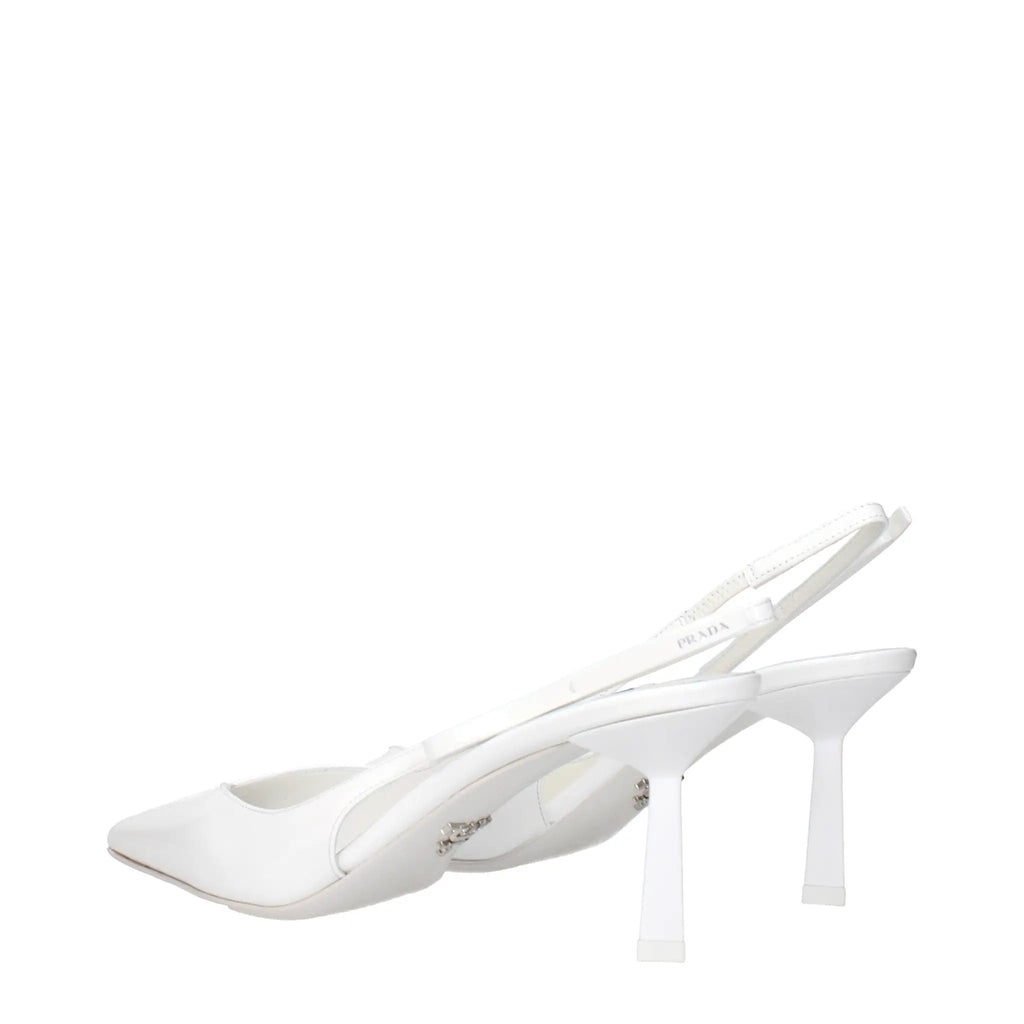 Prada White Leather High Heel Pumps