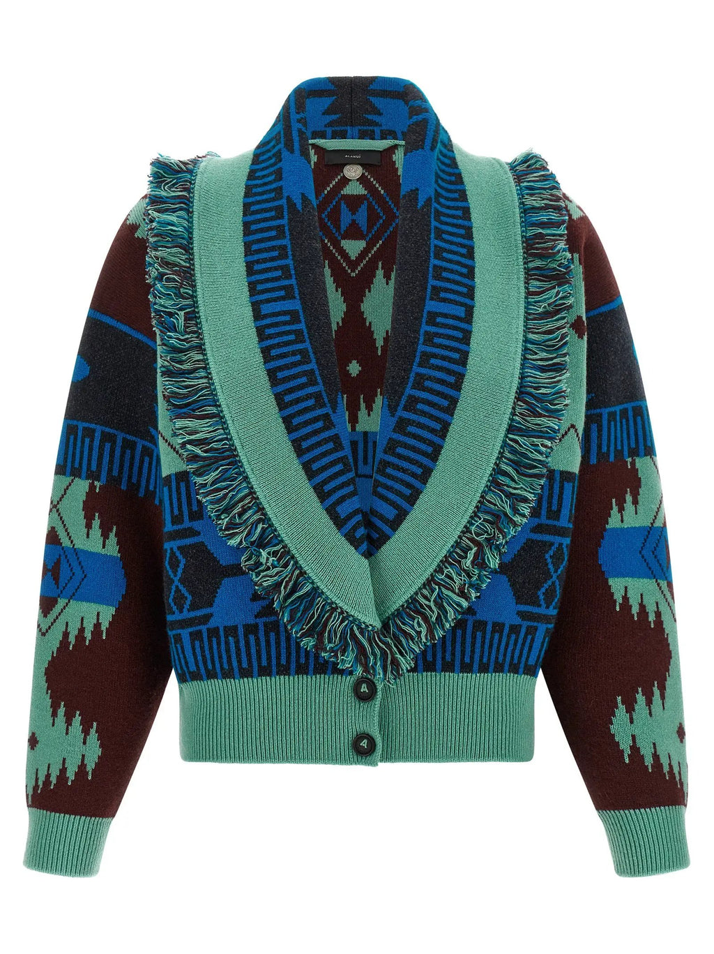 Alanui Blue Virgin Wool Cardigan