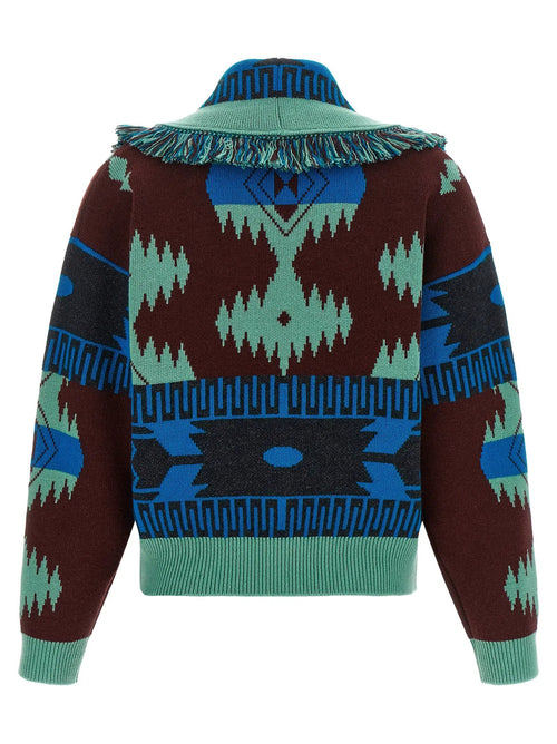 Alanui Blue Virgin Wool Cardigan