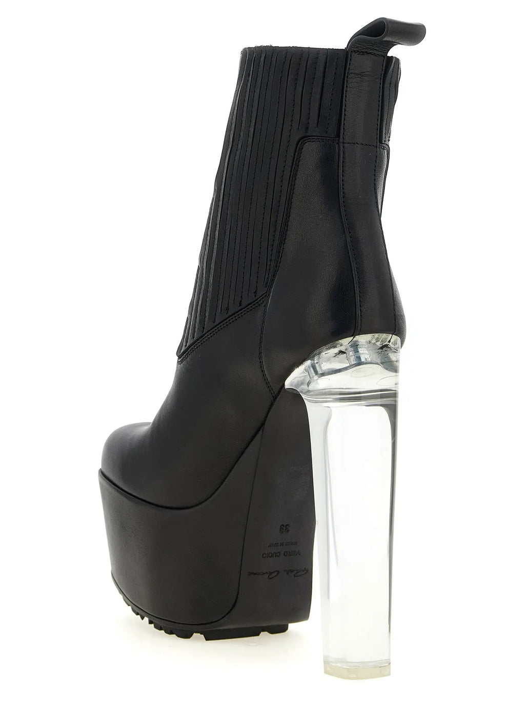 Rick Owens Black Calfskin Ankle Boots