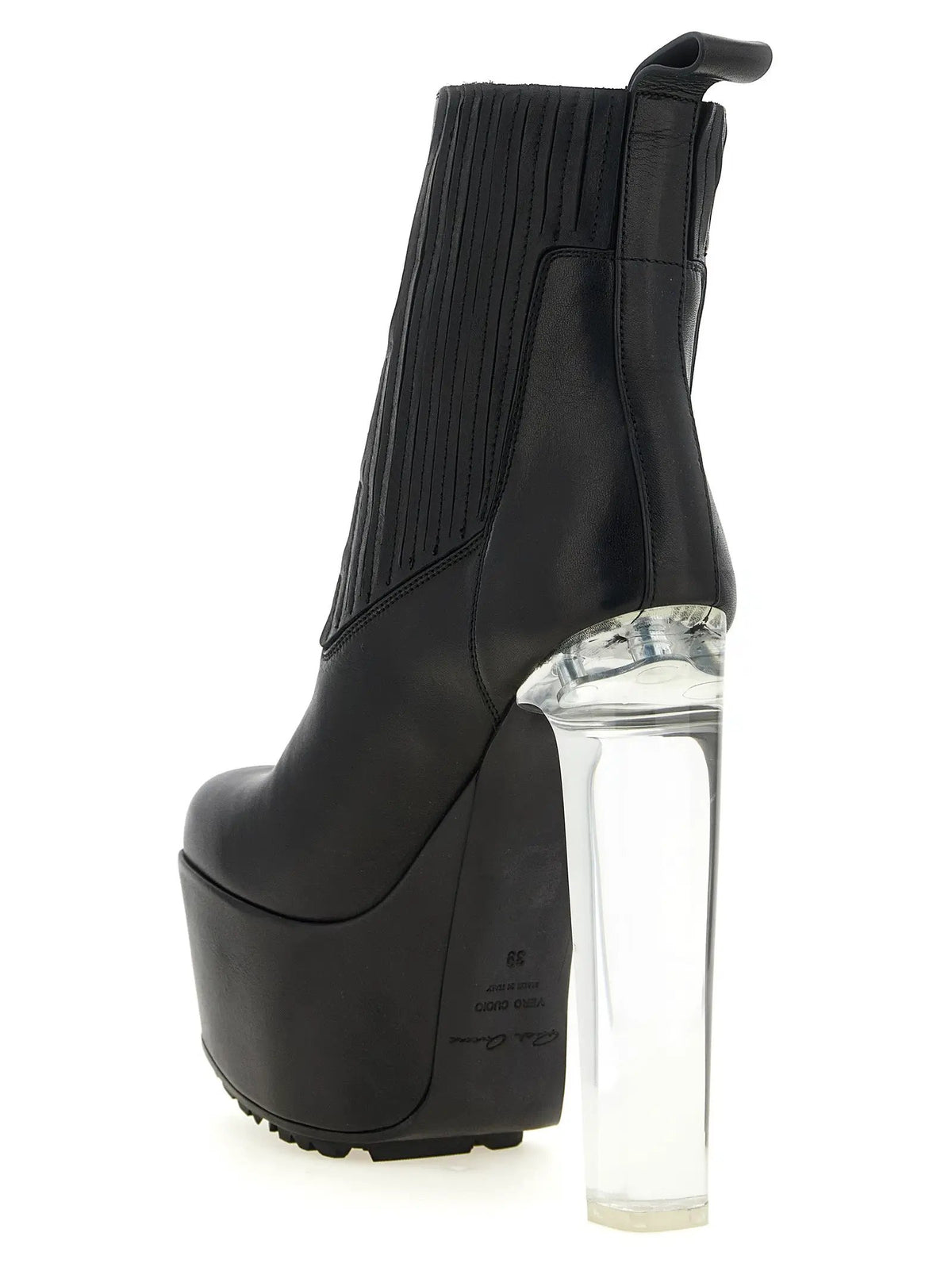 Rick Owens Black Calfskin Ankle Boots