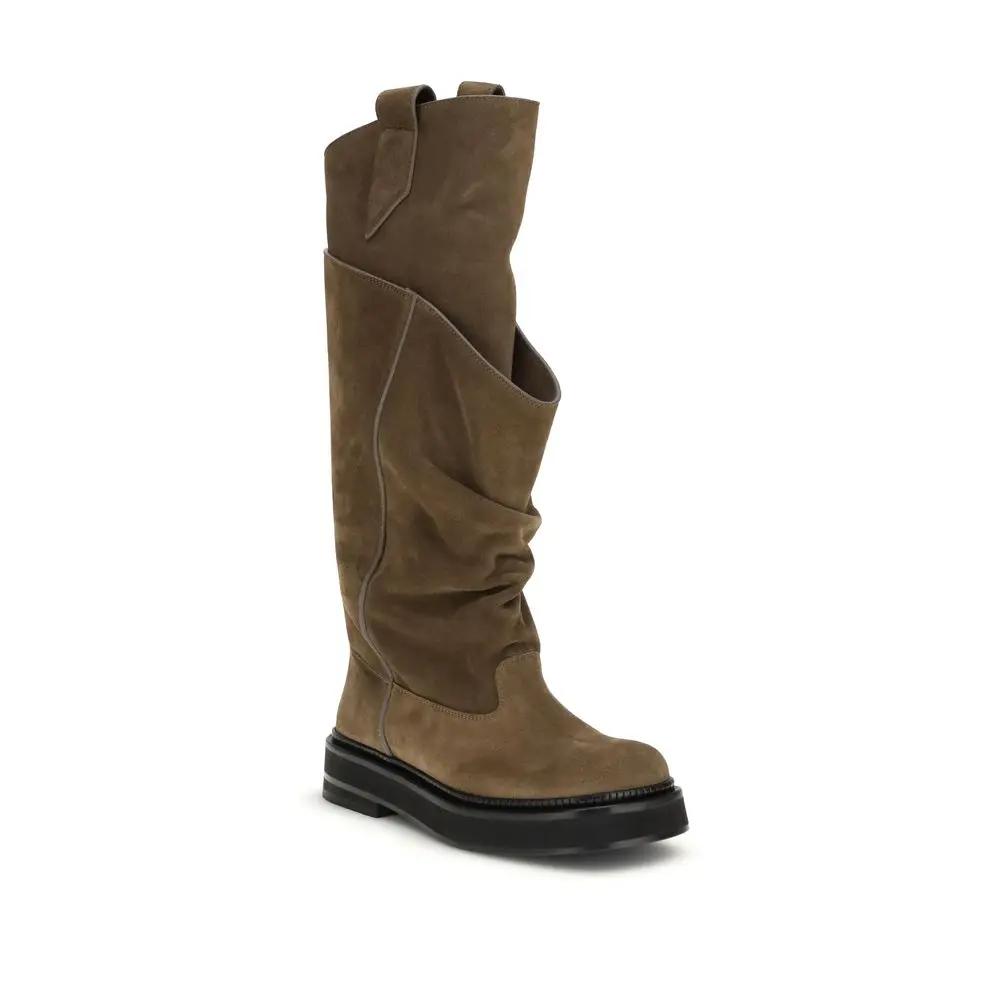 The Attico Brown Calf Leather Bos Taurus Lace-Up Boots