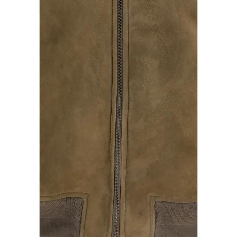 Salvatore Santoro Brown Lamb Ovis Aries Full-Length Jacket