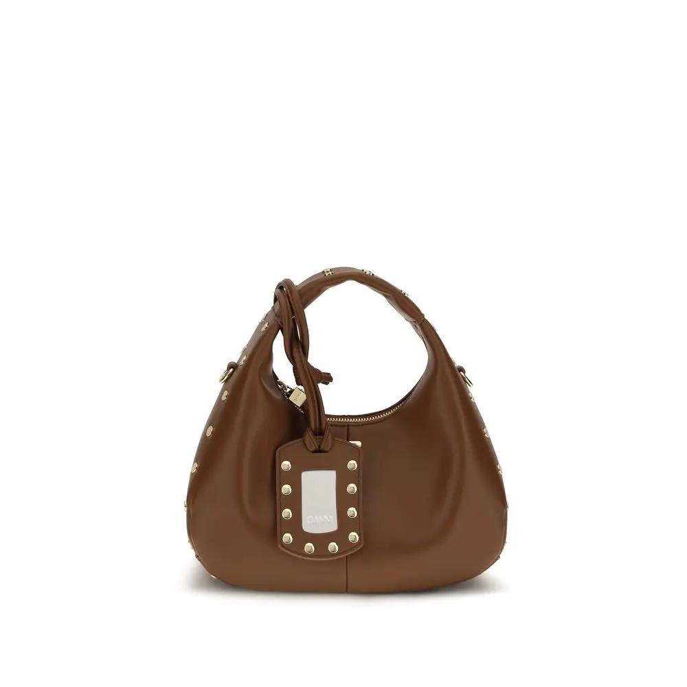 Ganni Brown Recycled Leather Shoulder Bag