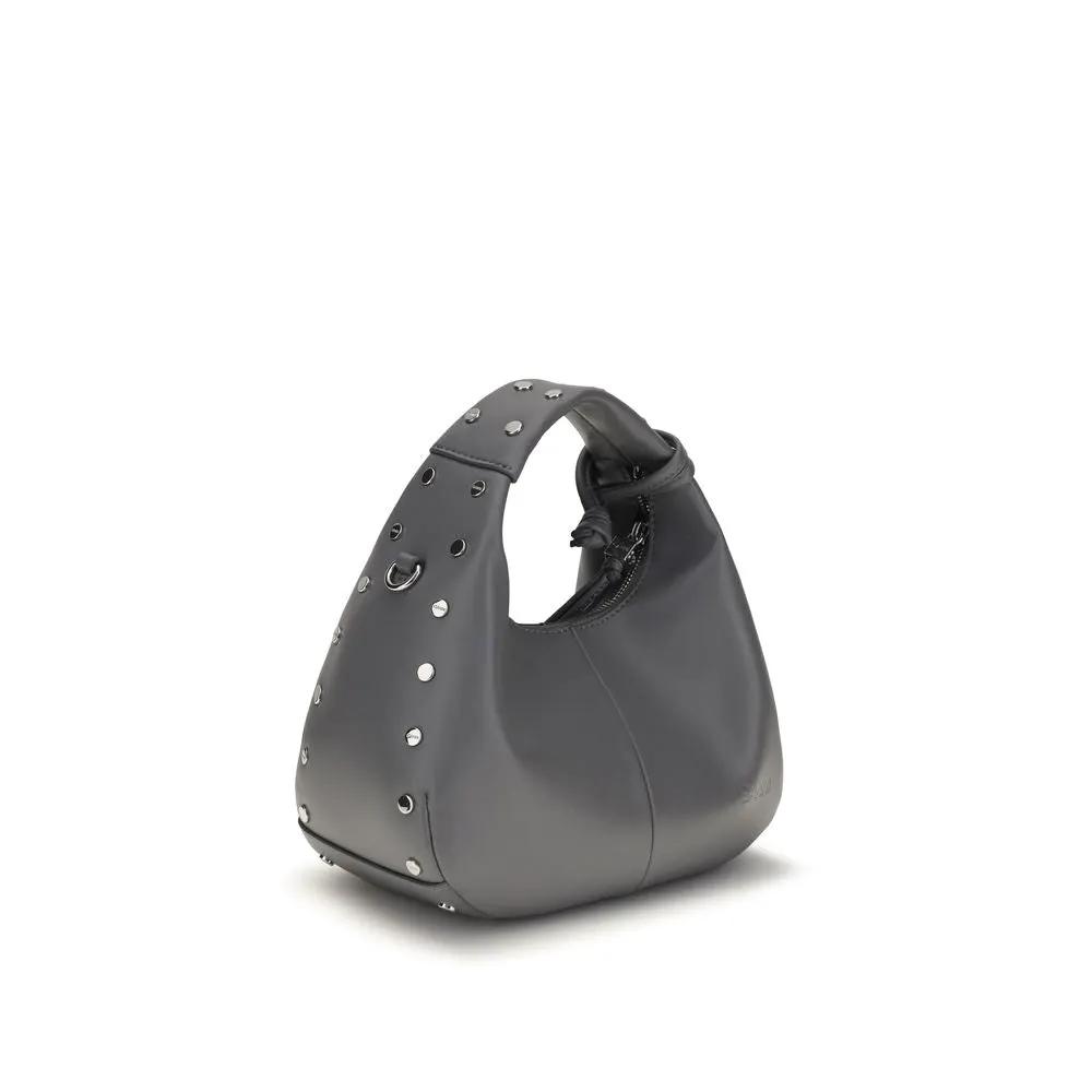 Ganni Gray Leather Shoulder Bag