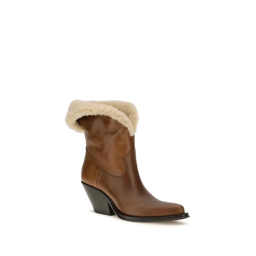 Chloé Chloé Brown Calf Leather Bos Taurus Ankle Boots