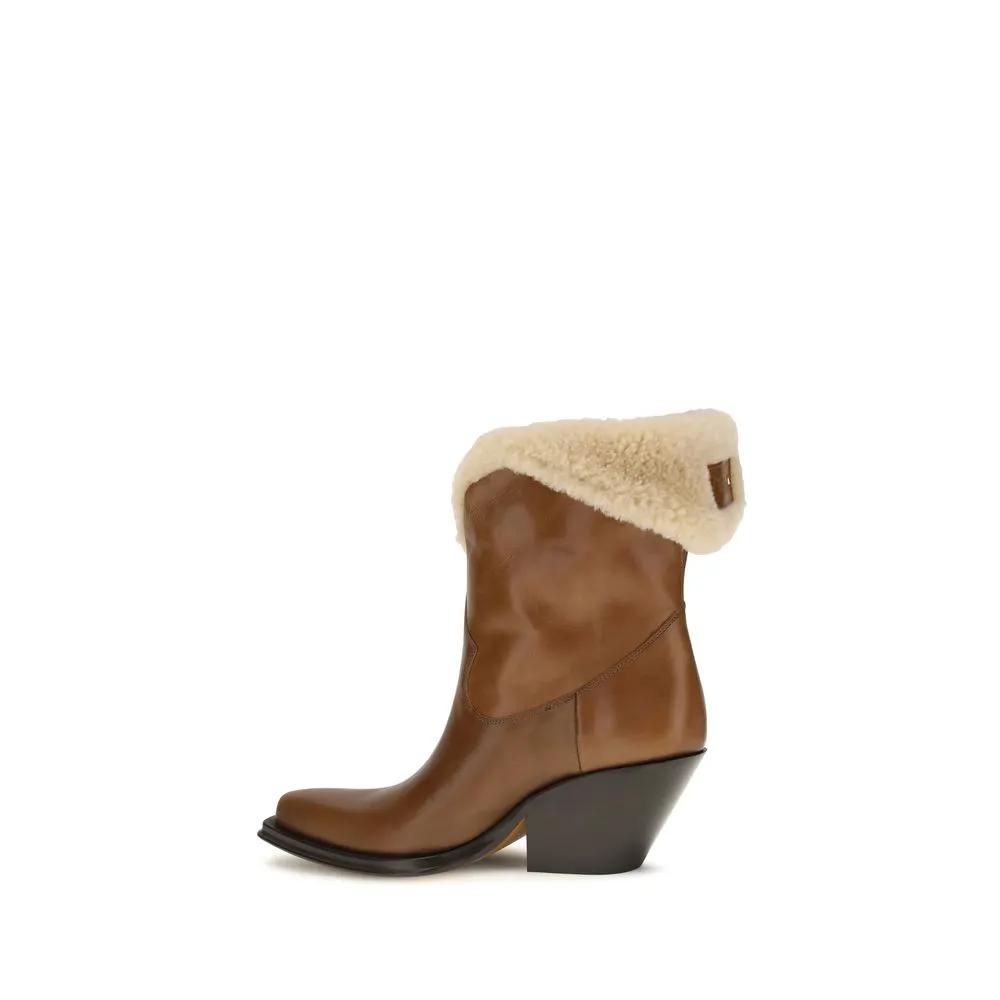 Chloé Chloé Brown Calf Leather Bos Taurus Ankle Boots