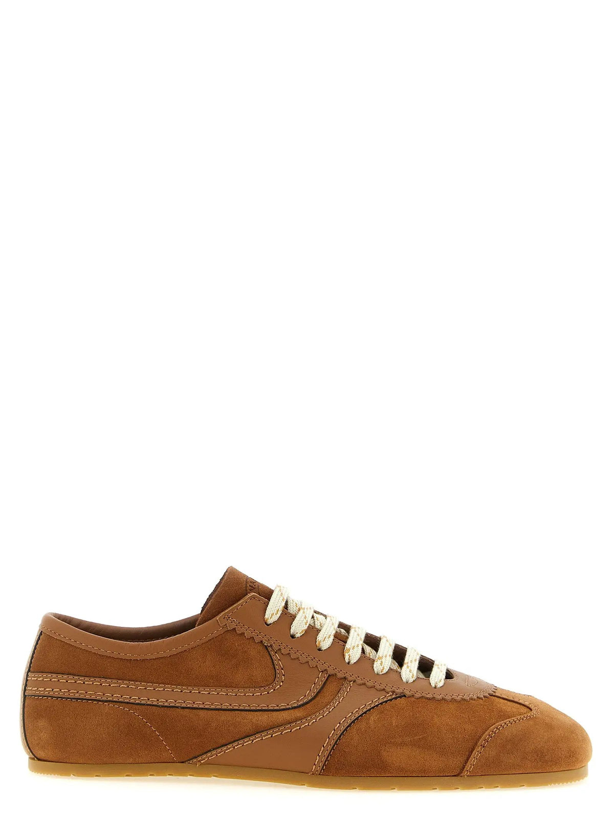 Baskets basses en cuir de veau beige Dries Van Noten