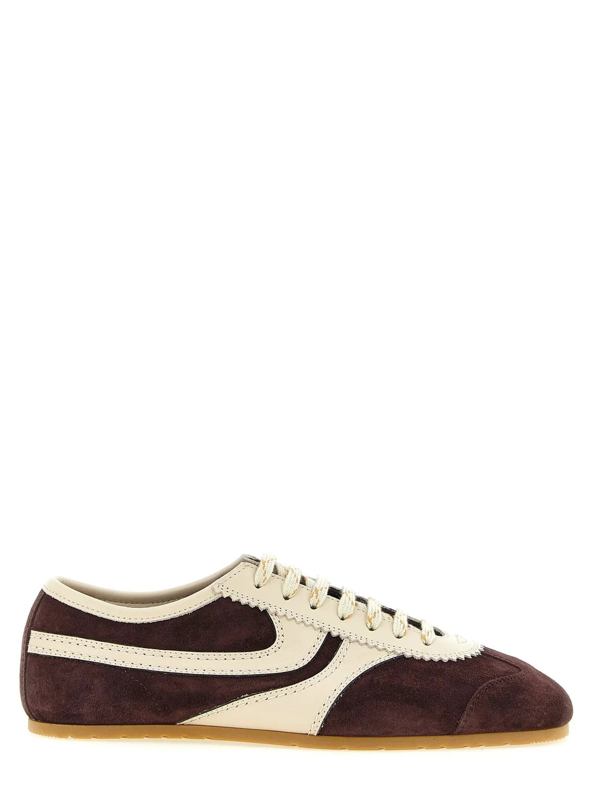 Baskets basses en cuir de veau bordeaux Dries Van Noten