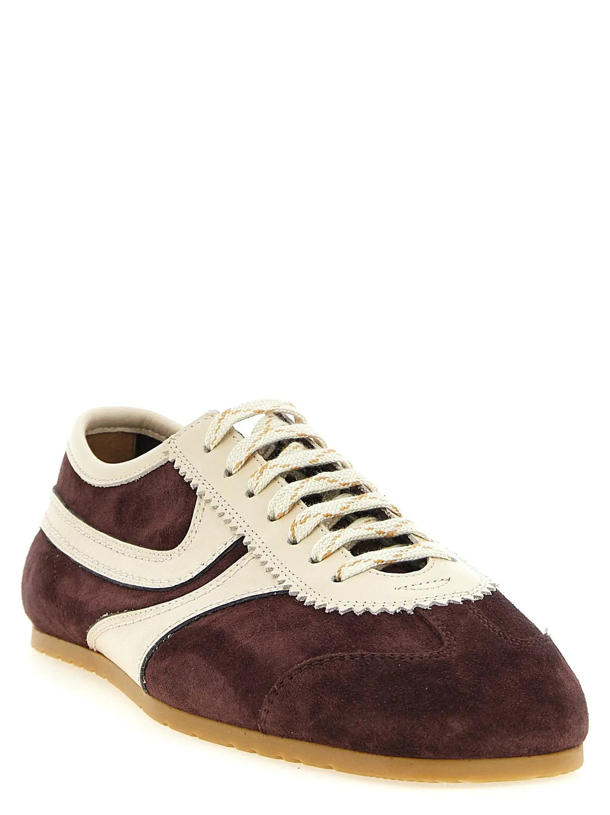 Baskets basses en cuir de veau bordeaux Dries Van Noten