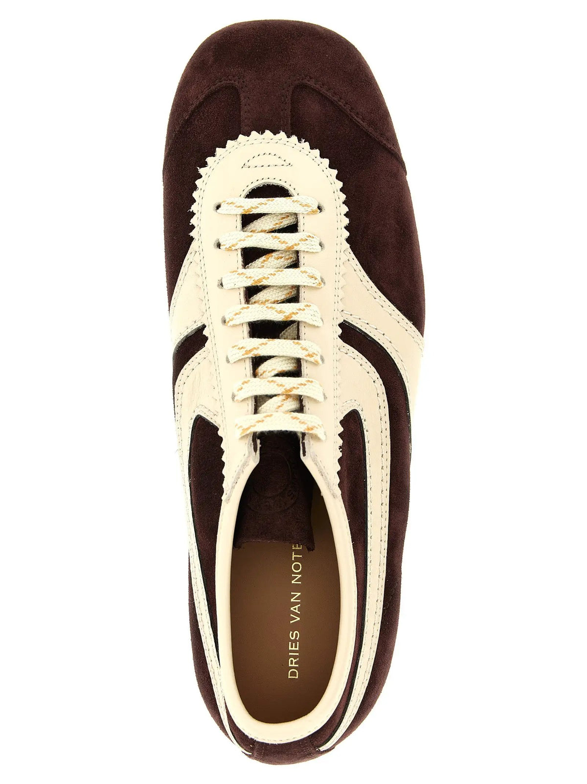 Baskets basses en cuir de veau bordeaux Dries Van Noten
