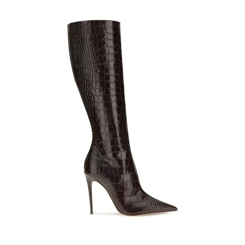 Paris Texas Paris Texas Brown Calf Leather Bos Taurus High Heel Boots