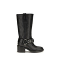 Chloé Chloé Black Calf Leather Bos Taurus Flat Boots