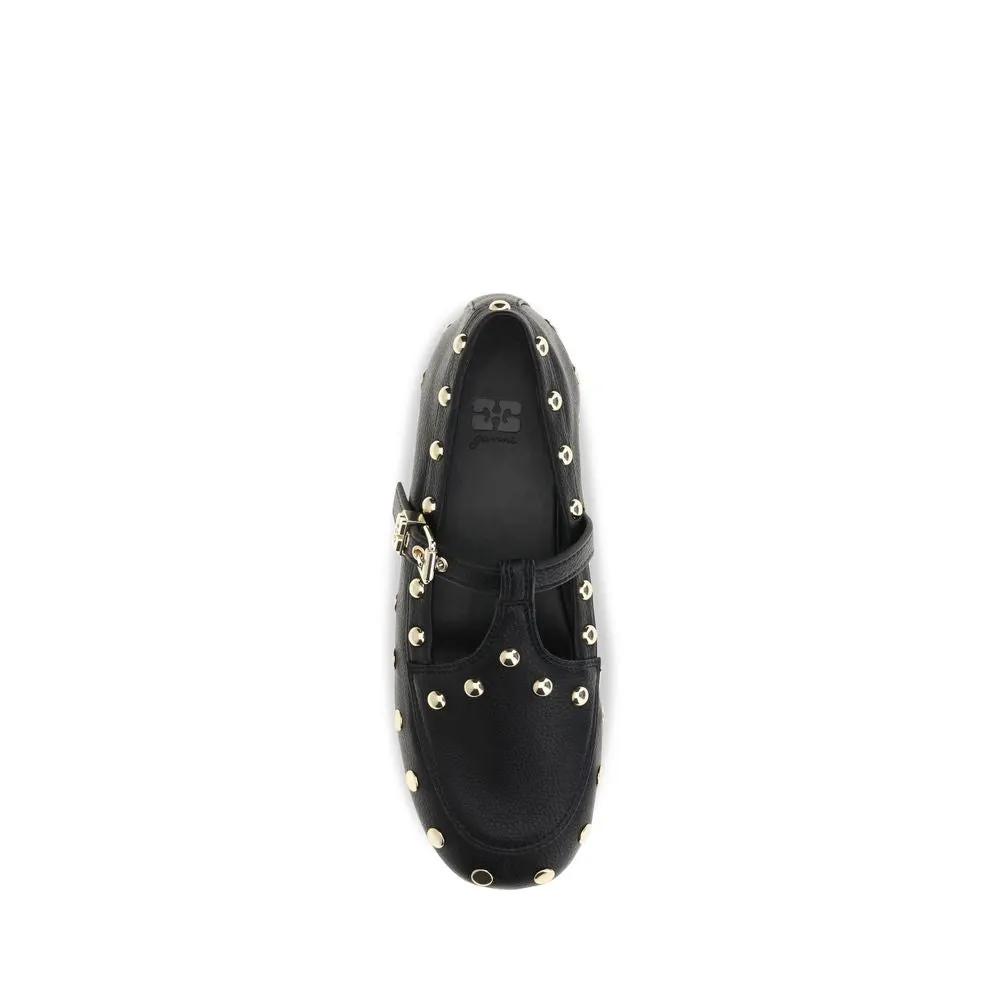 Ganni Ganni Black Recycled Polyester Ballet Flats
