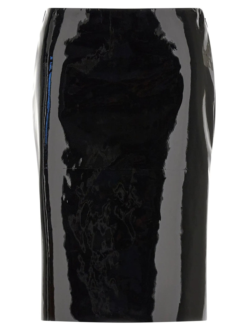 Ferragamo Black Lamb Leather Midi Skirt