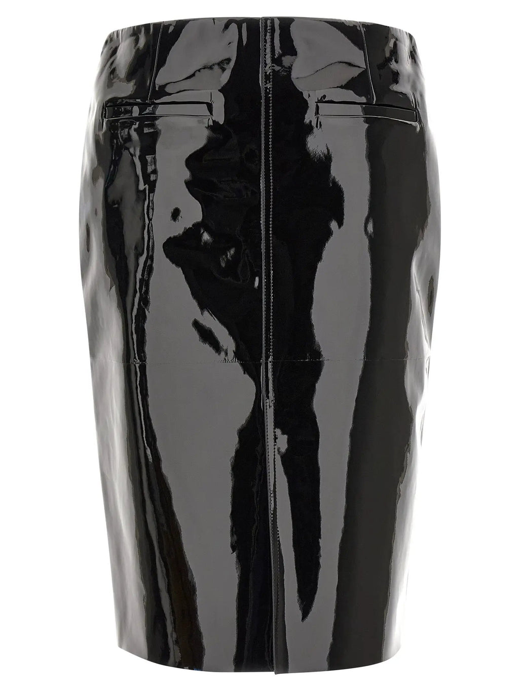 Ferragamo Black Lamb Leather Midi Skirt