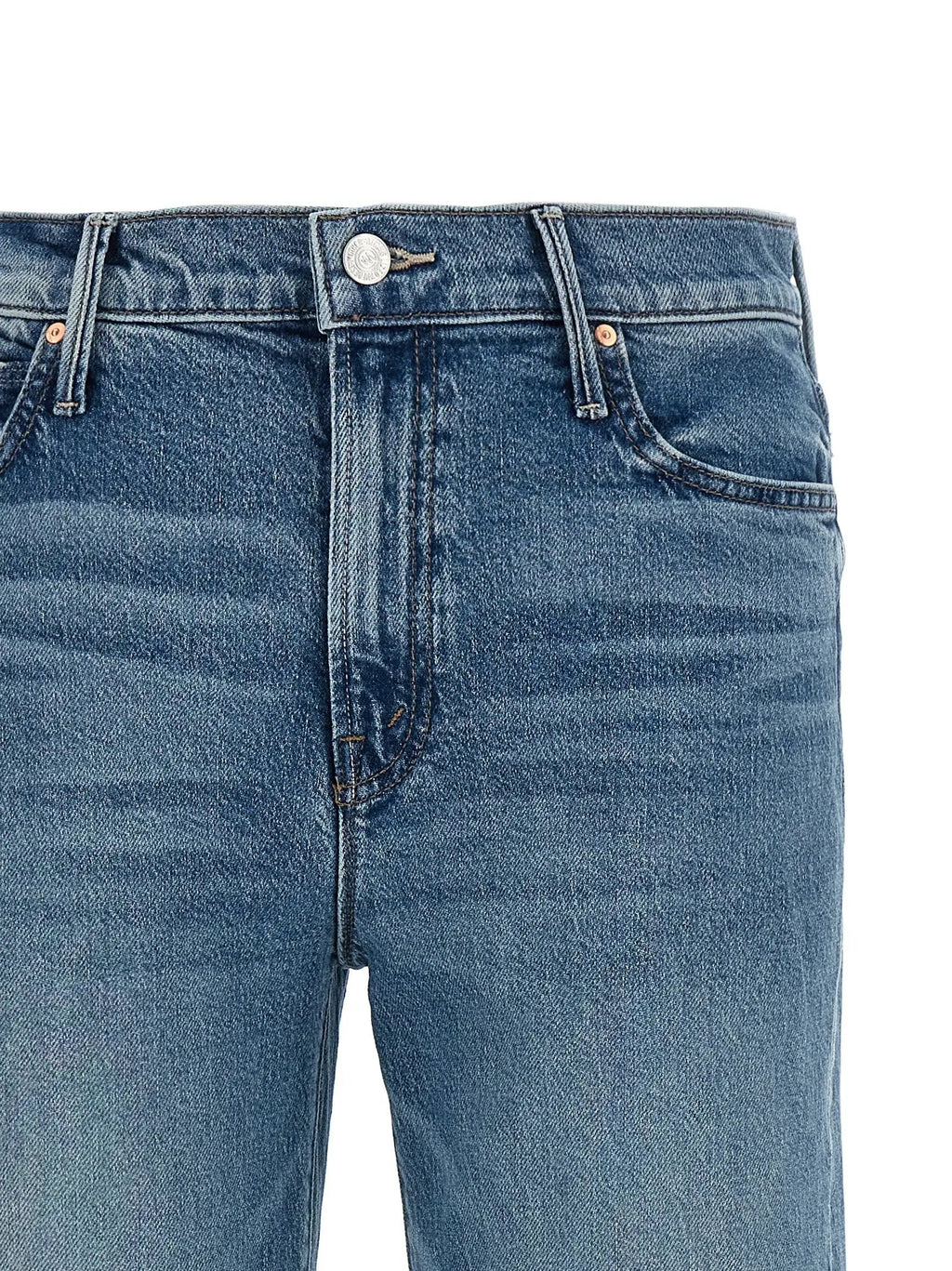 Jean droit en coton bleu Mother Denim