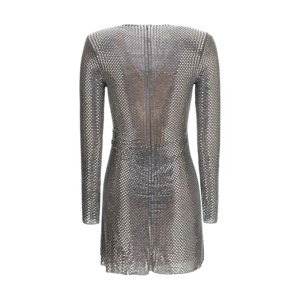 Self-Portrait Silver Polyester Cocktail Dress