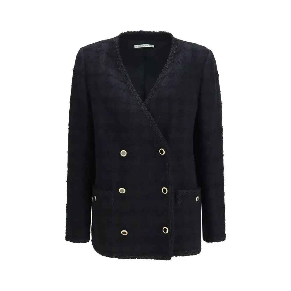 Alessandra Rich Black Cotton Full-Length Jacket