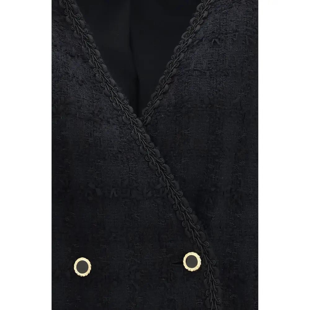 Alessandra Rich Black Cotton Full-Length Jacket