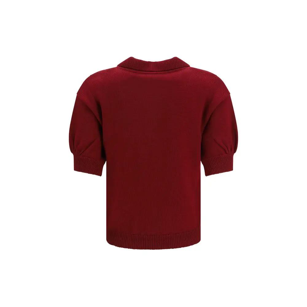 Alessandra Rich Bordeaux Wool Oves Aries Shortsleeve Shirt