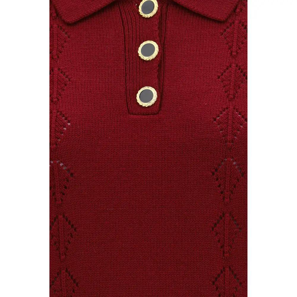 Alessandra Rich Bordeaux Wool Oves Aries Shortsleeve Shirt