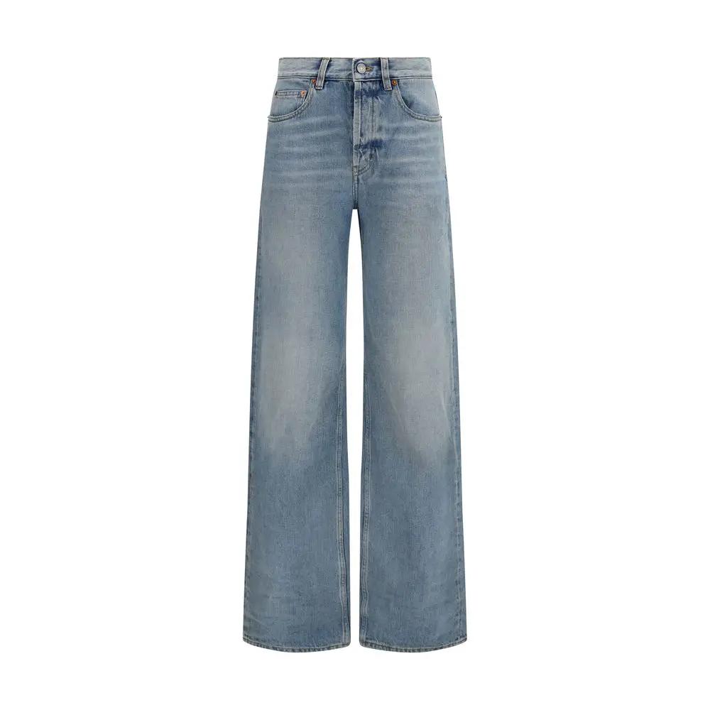 Saint Laurent Saint Laurent Blue Cotton High-Waisted Jean