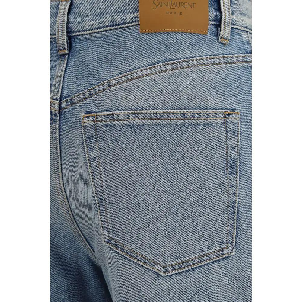 Saint Laurent Saint Laurent Blue Cotton High-Waisted Jean